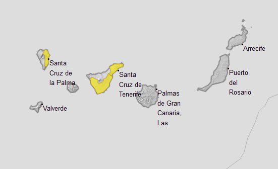 Aviso Amarillo en Tenerife y La Palma por fuertes lluvias, aunque será mañana cuando entre la Borrasca