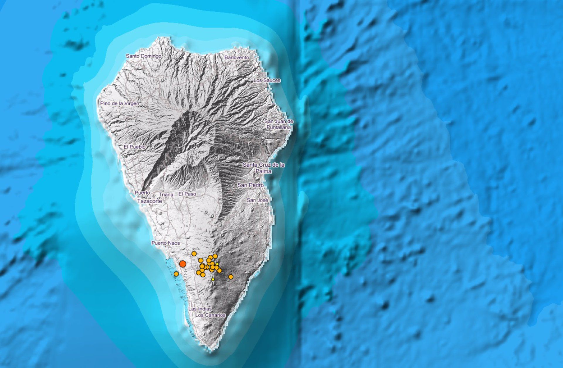 Los terremotos se mantienen al sur de La Palma