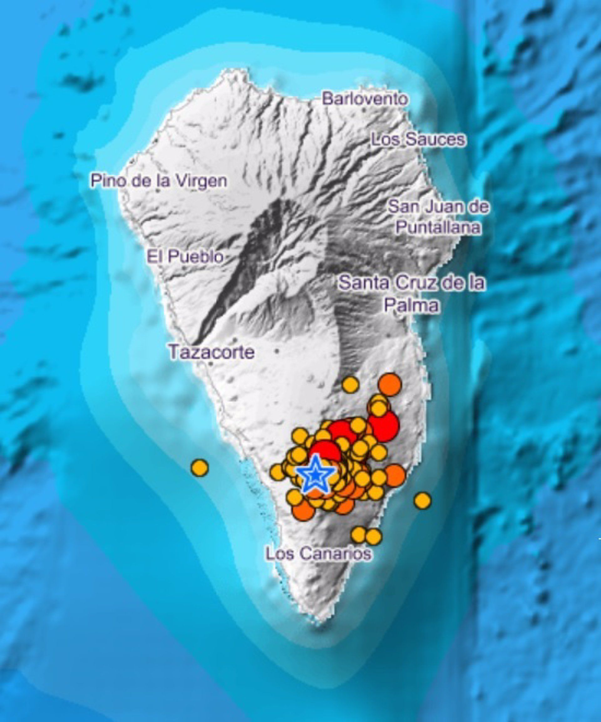 Registrados más 60 sismos en La Palma desde las 00.00 horas, varios de magnitud 3.9 en Mazo