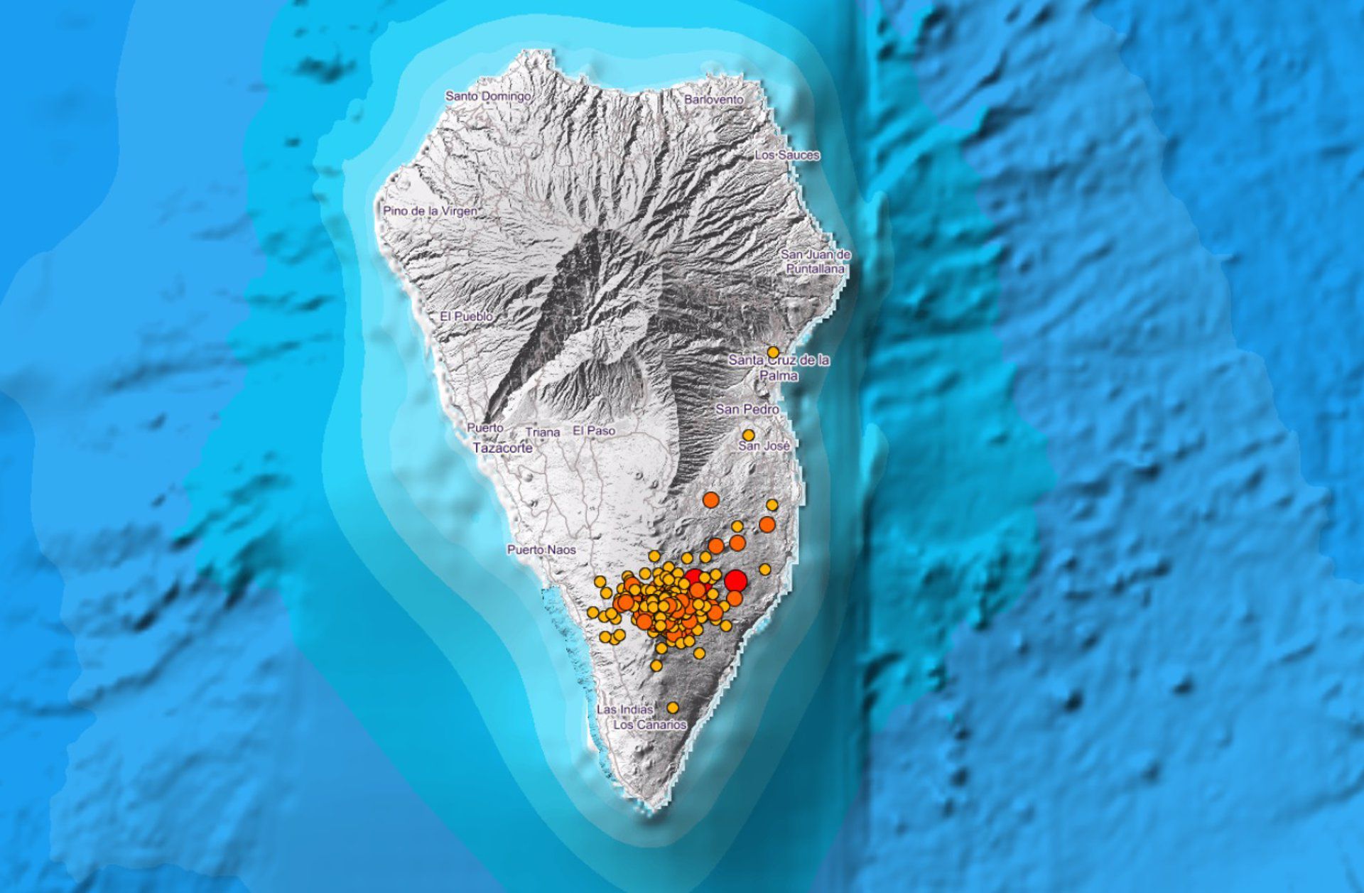 La Palma registra 49 terremotos desde la medianoche, uno de magnitud 5 en Mazo