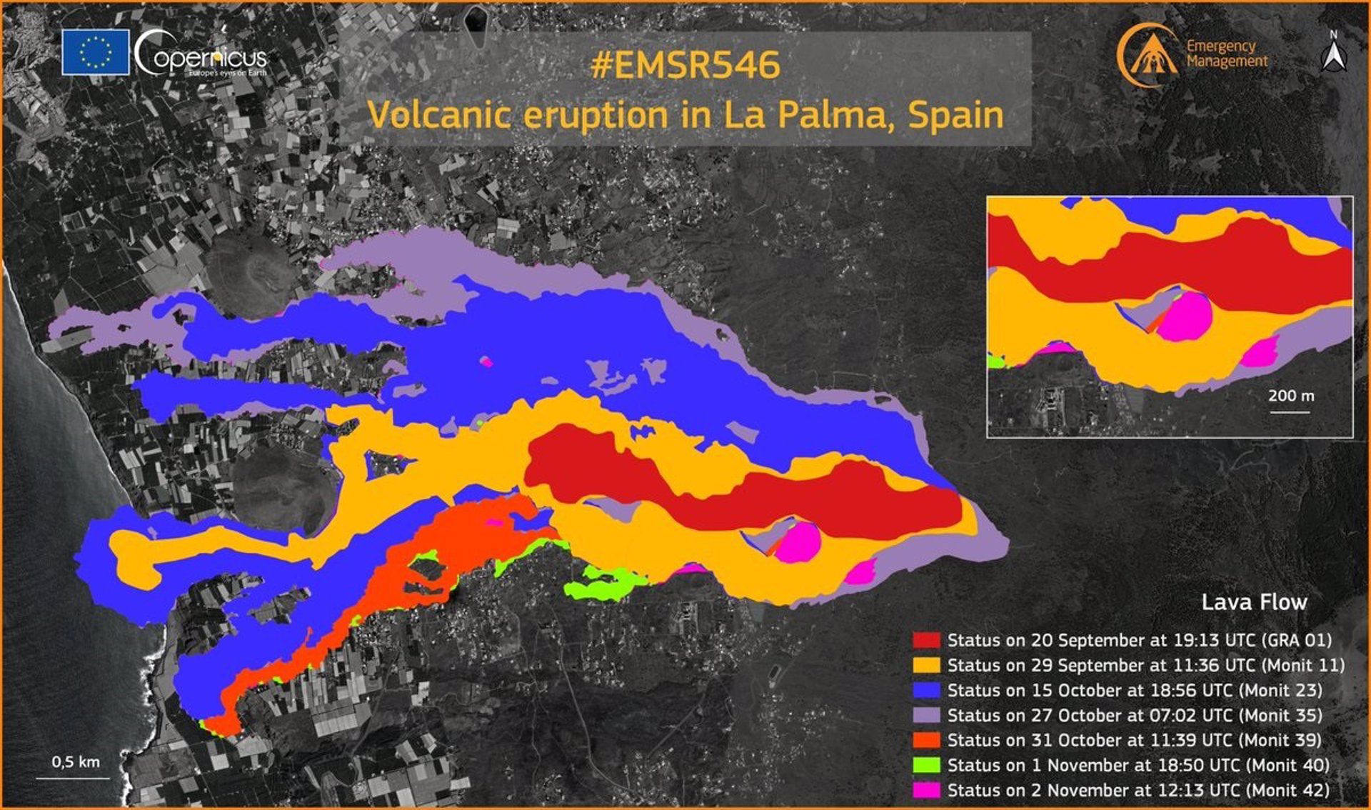 La lava arrasa más de 998 hectáreas y 2.613 edificaciones en La Palma